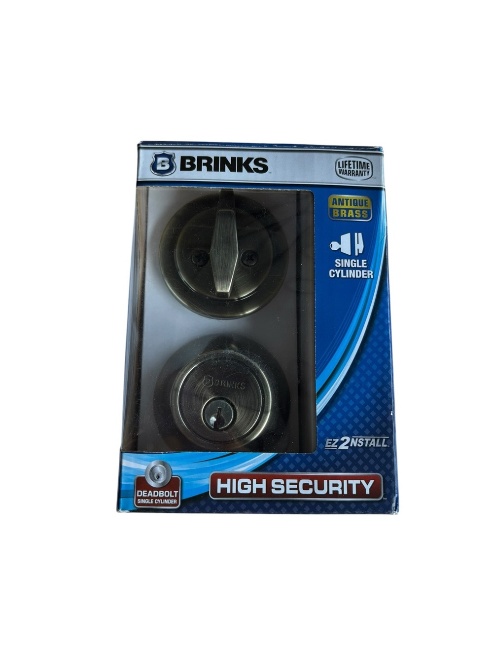 BRINKS HIGH SECURITY Single Cylinder Deadbolt Lock Antique BRASS - NEW